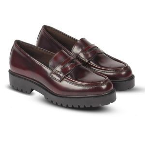 Pam Penny Maroon (Women) - Leather Shoes Wanita