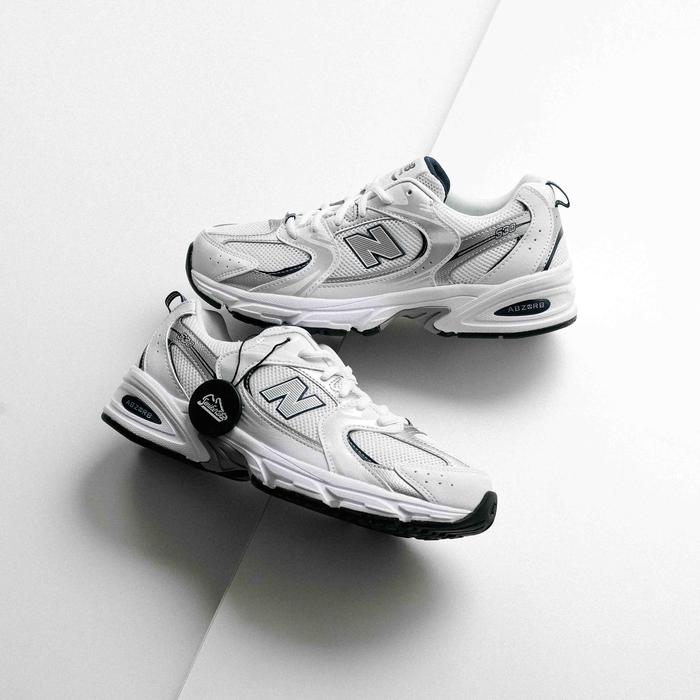 New Balance 530 White Silver Navy Indigo GS (100% Authentic) - Image 6